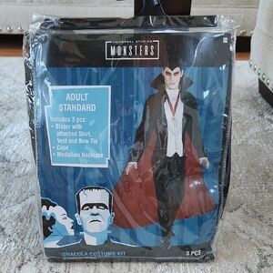 Dracula Costume Kit, Adult Standard- Black and Red, New
